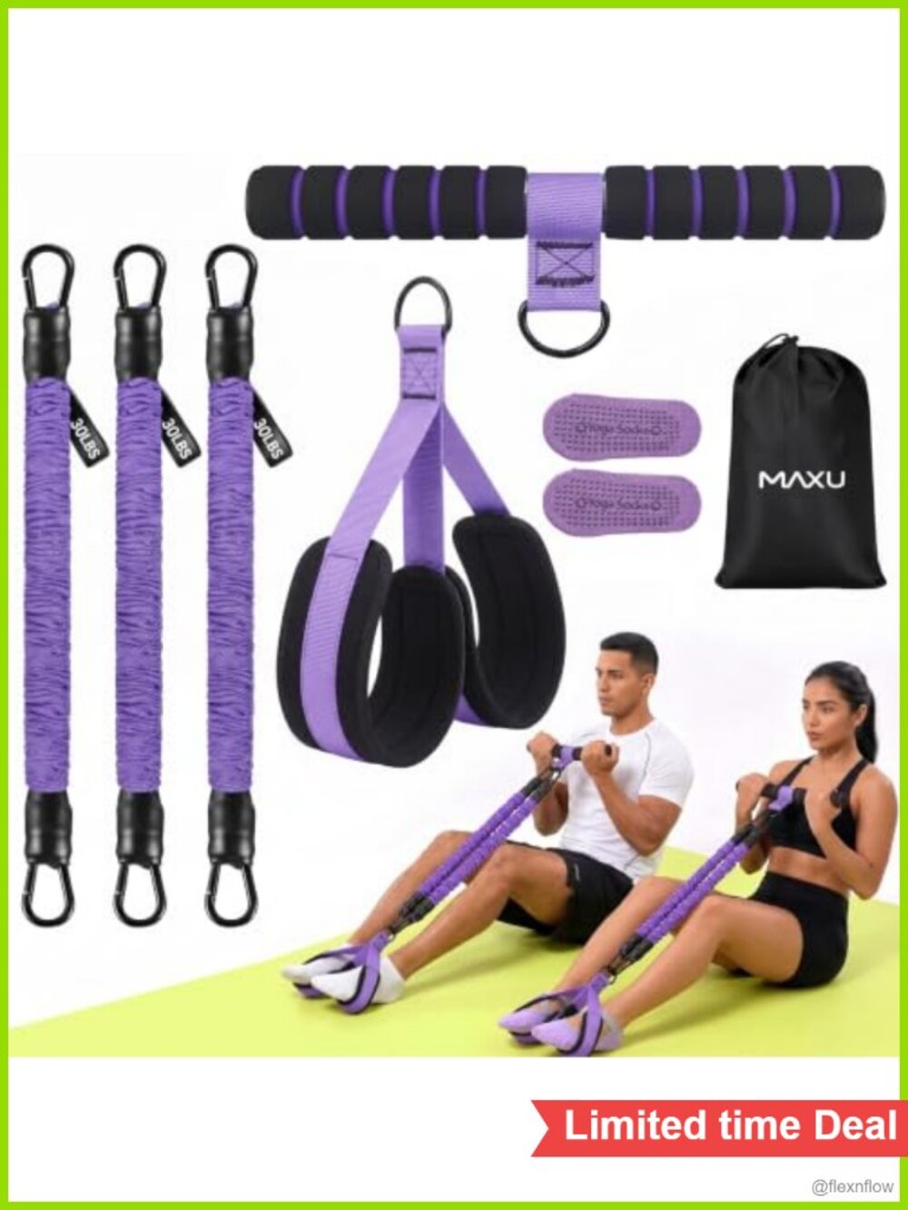 Pedal Resistance Band with Handles 30-90LBS Exercise
